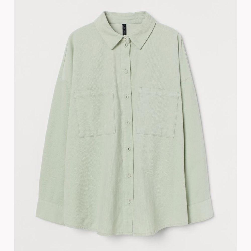 H&M Mint green corduroy shirt